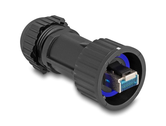 Delock 67049 Montaje De Campo Macho Rj45 Cat.6a Con Acoplador De Paso Ip68 Resistente Al Polvo Y Al Agua, En Negro