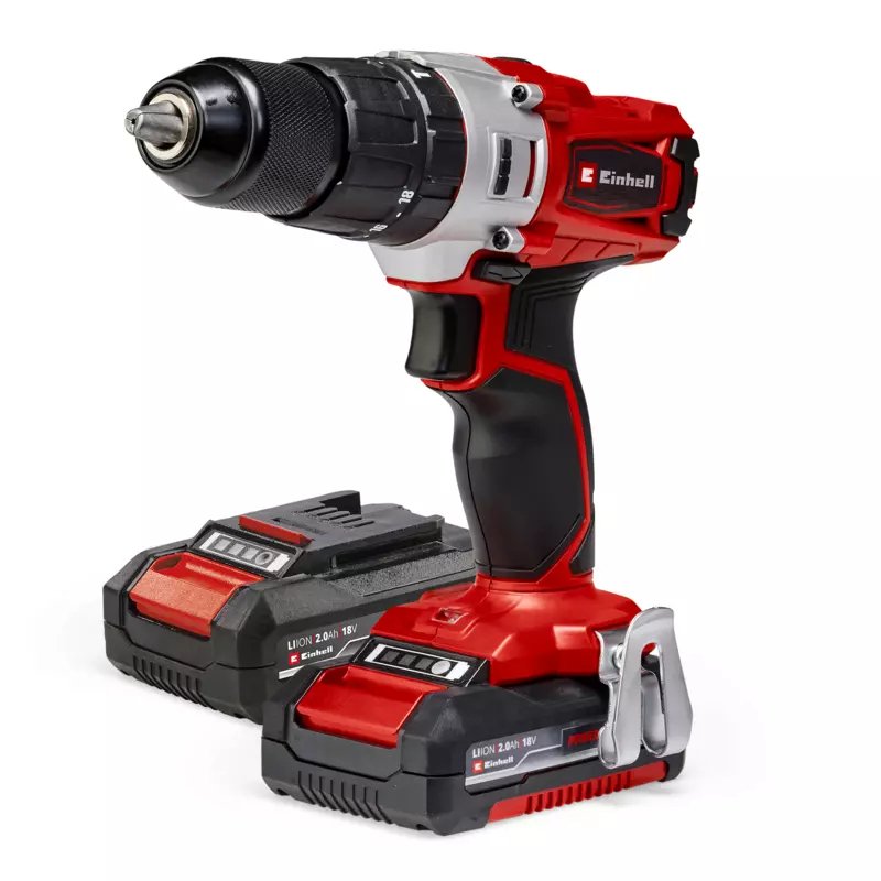 Taladro Combinado Inalámbrico Einhell Te-Cd 18/2 Li-I +64, 18 Voltios (Rojo/Negro, 2x Batería Li-Ion 2.0ah, Maletín + Juego De Brocas) 4514221