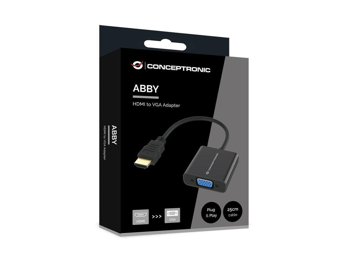 EAN 4015867238677 - Conceptronic ABBY20B adaptador de cable de vídeo 0,25 m HDMI tipo A (Estándar) VGA (D-Sub) Negro imagen 4
