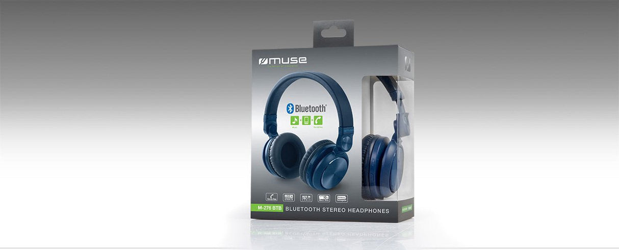Muse Auriculares Plegables Manos Libres Aux-In Plug Bateria 10h Autonomia Azul Muse M-276 Btb, Binaurale, Diadema, Azul, Universal, Alámbrico/Inalámbrico, 4.2+Edr