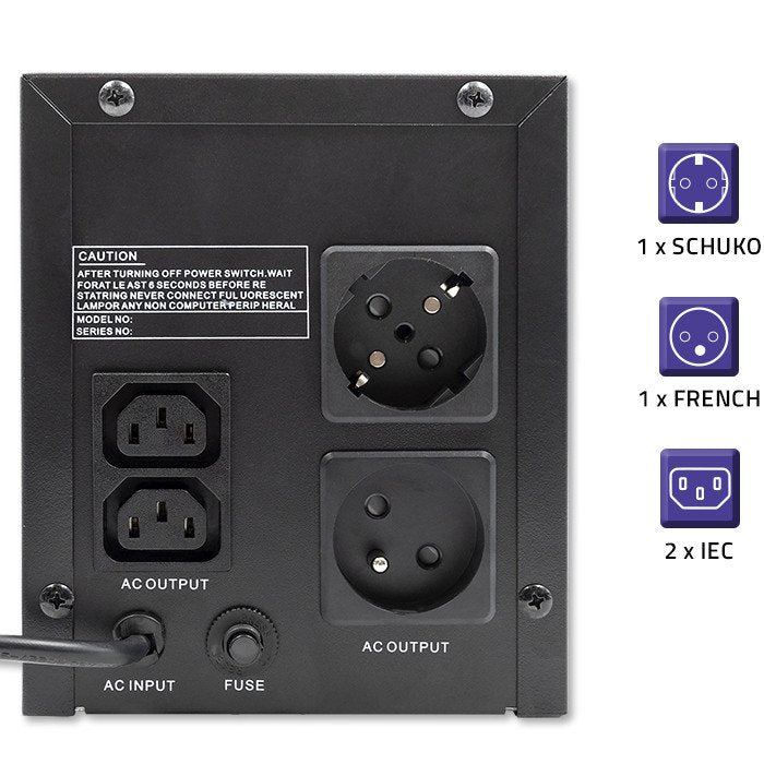 EAN 5901878537757 - Qoltec 53775 sistema de alimentación ininterrumpida (UPS) Línea interactiva 1,2 kVA 720 W 4 salidas AC imagen 5