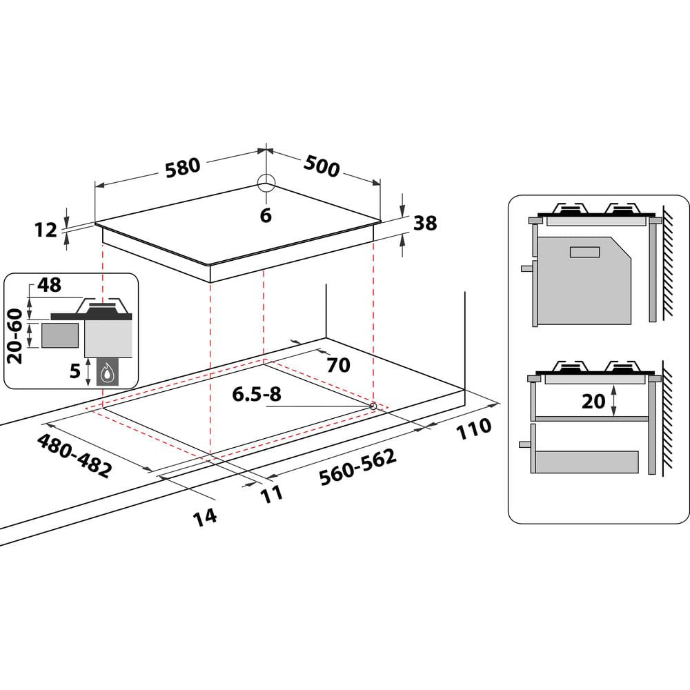 EAN 8003437808586 - Whirlpool AKM 268/IX Acero inoxidable Integrado Encimera de gas 4 zona(s) imagen 2