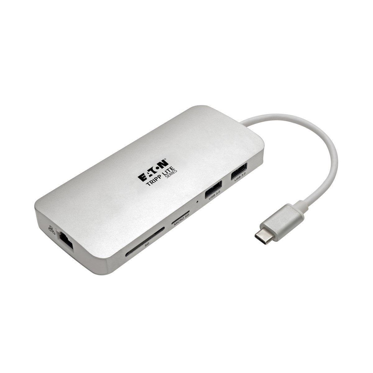 Tripp Lite Estación De Conexión Usb-C Type-C, 4k @ 30 Hz, Hdmi, Thunderbolt 3, Usb-A Hub, Carga Pd, Sd Micro Sd, Gbe - Plata