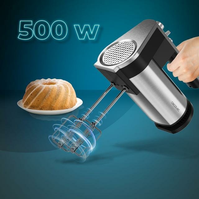 EAN 8435602543853 - Cecotec PowerTwist 500 Batidora de mano 500 W Negro, Acero inoxidable imagen 2
