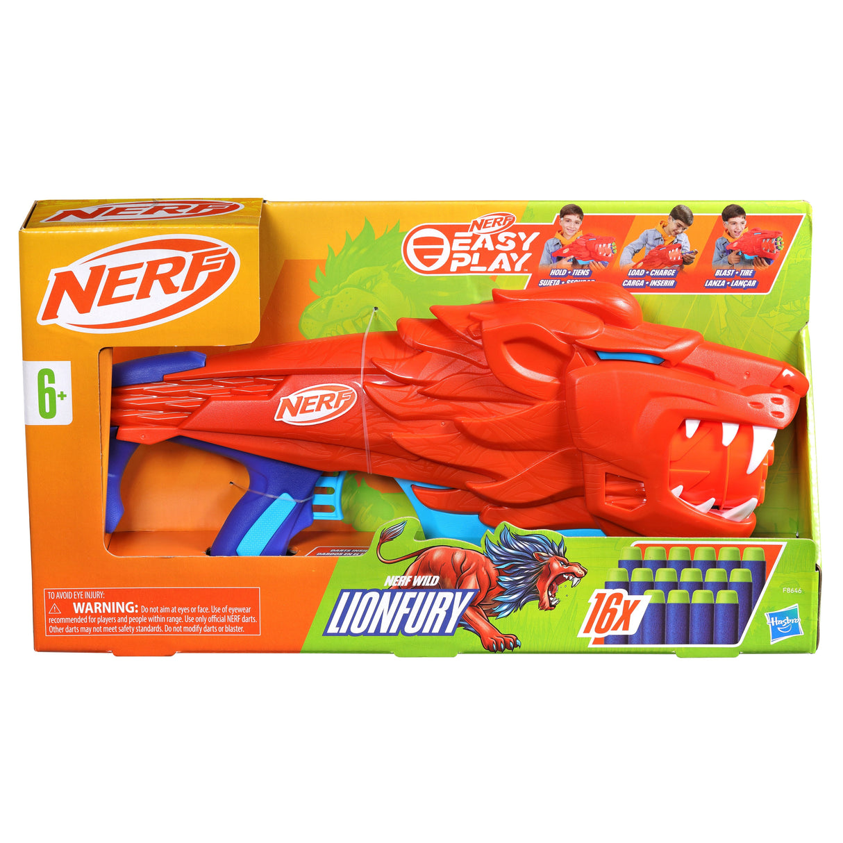 Hasbro Nerf Junior Wild Lionfury, Pistola Nerf F8646eu4