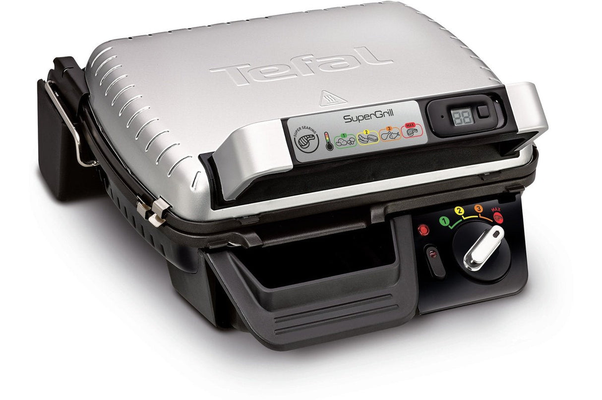 Parrilla Tefal Gc451b12 Tradicional Con Parrilla 2000w Color Plateado