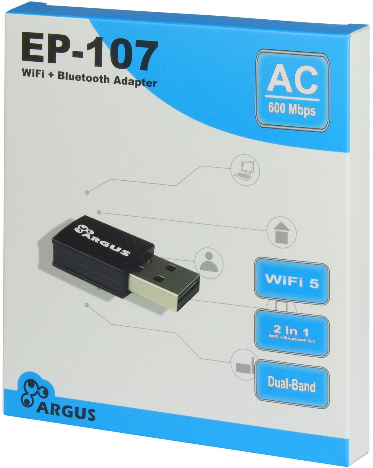 Inter-Tech Wi-Fi 5 Usb Adapter Argus Ep-107, Bluetooth 4.2