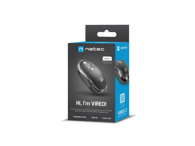 Raton Natec Vireo 2 1000dpi Optico Usb Negro