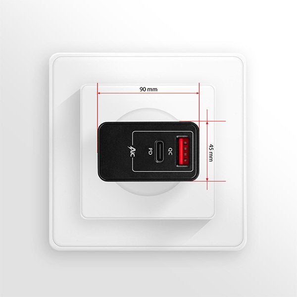 Cargador De Red Axagon Acu-Pq22, Pd Y Quick, 2x Puertos Qc3.0 / Afc / Fcp + Pd Tipo-C, 22w