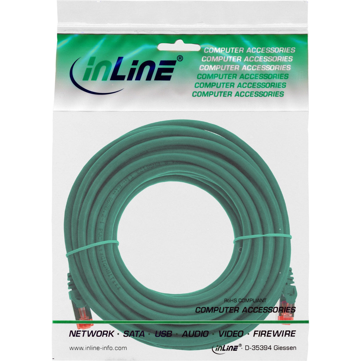 Cable De Red Inline S/Ftp Pimf Cat.6 250mhz Pvc Cobre Verde 25m