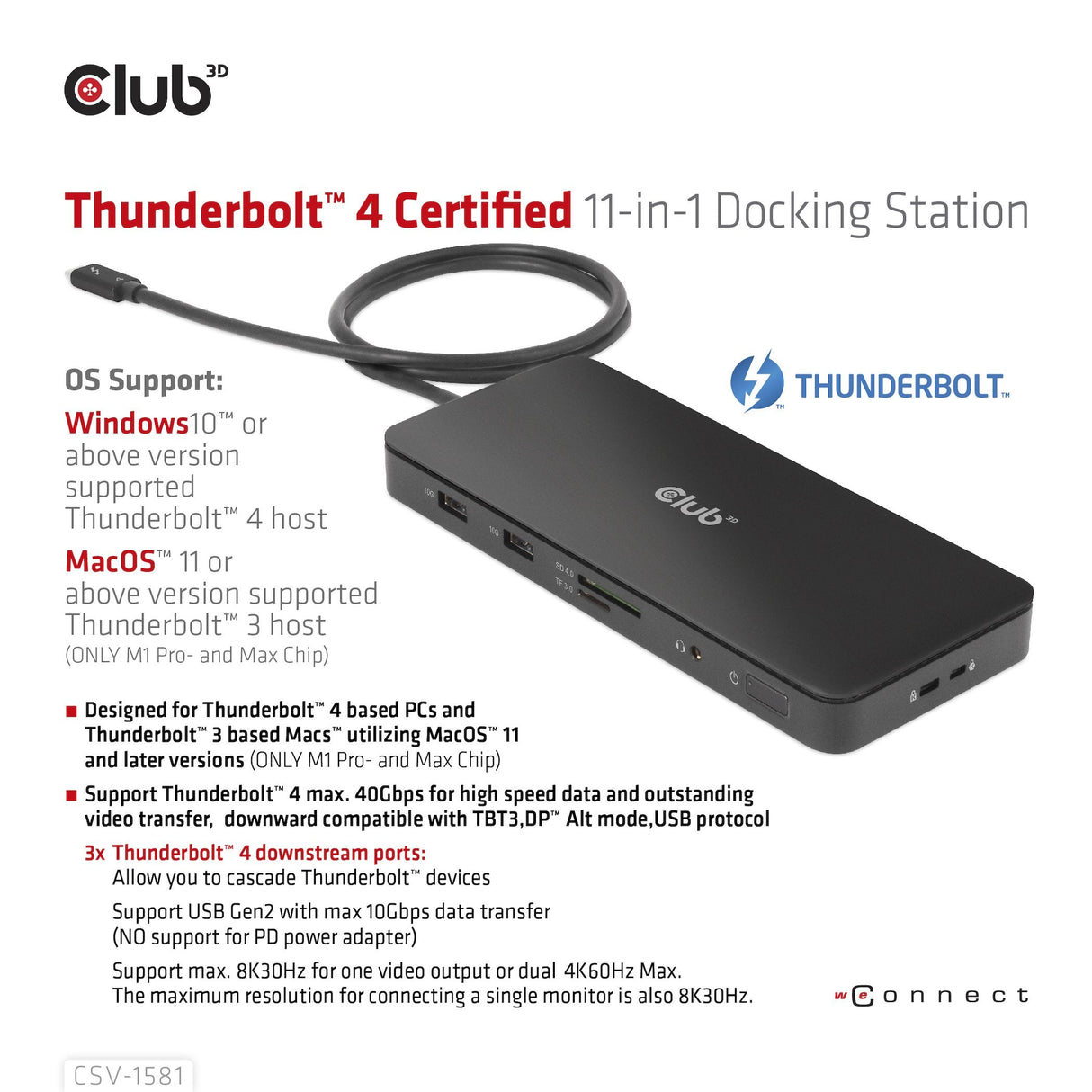 Club3d Thunderbolt4 11-In-1 Hub > 3xthunderbolt 3xusb M H Retail