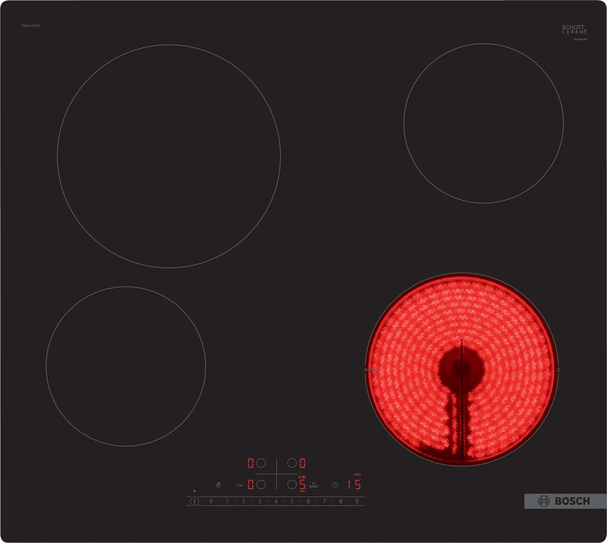 EAN 4242005280346 - Bosch Serie 6 PKE611FP2E hobs Negro Integrado 60 cm Cerámico 4 zona(s) imagen 1