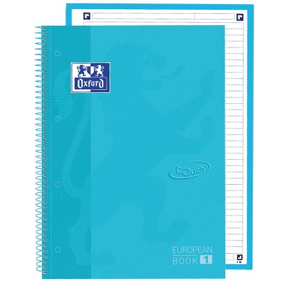 Oxford Cuaderno Europeanbook 1 School Microperforado 80 Hojas 1 Línea Tapas Extraduras Touch A4+ Azul Pastel -5u-