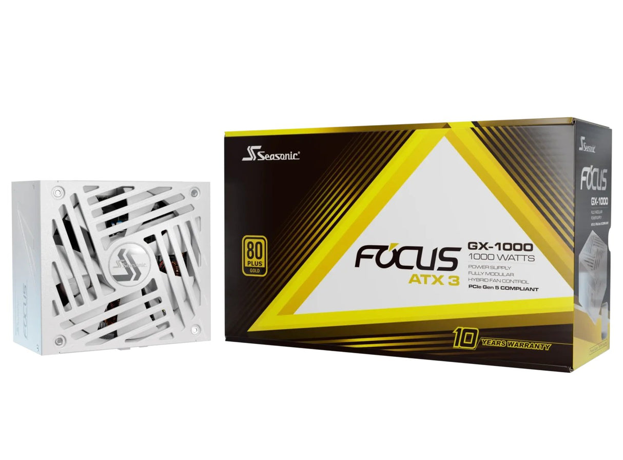 Fuente De Alimentación Seasonic Focus Gx-1000 1000w Atx3.0 White Edition, Para Pc Blanca, 1x 12vhpwr, 3x Pcie, Gestión De Cables, 1000 Vatios Focus-Gx-1000-V4-White