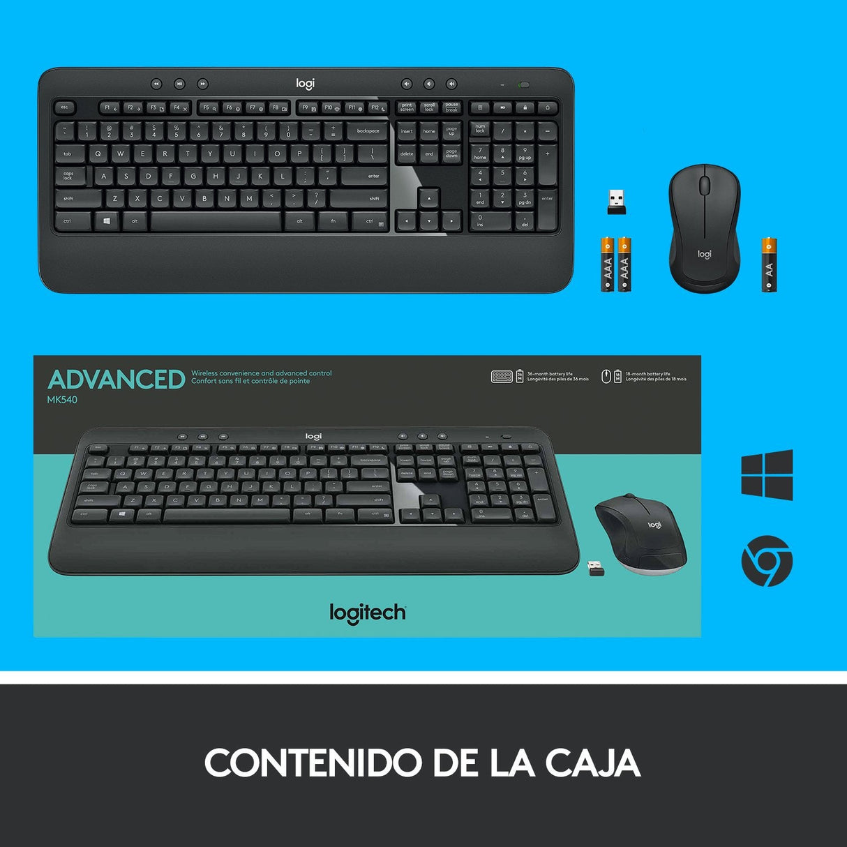 EAN 5099206077423 - Logitech 920-008680 teclado Ratón incluido Universal USB QWERTY Español Negro, Blanco imagen 11