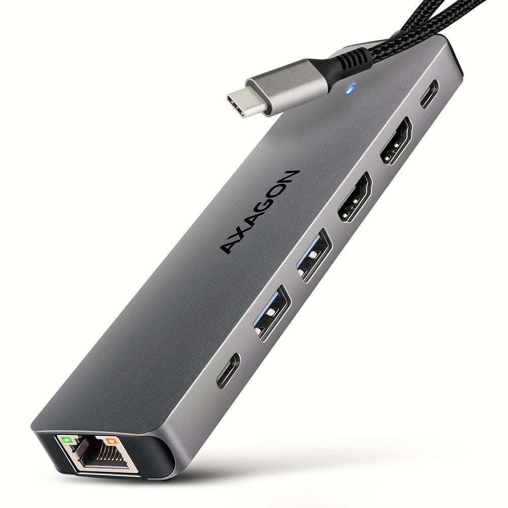 Hmc-7hx2 Wieloportovy Hub Usb 7in1, 5gbps, 2x Usb-A, 1x Usb-C, 2x Hdmi 4k/60hz, Glan, Pd 100w, 15cm Usb-C Kabel
