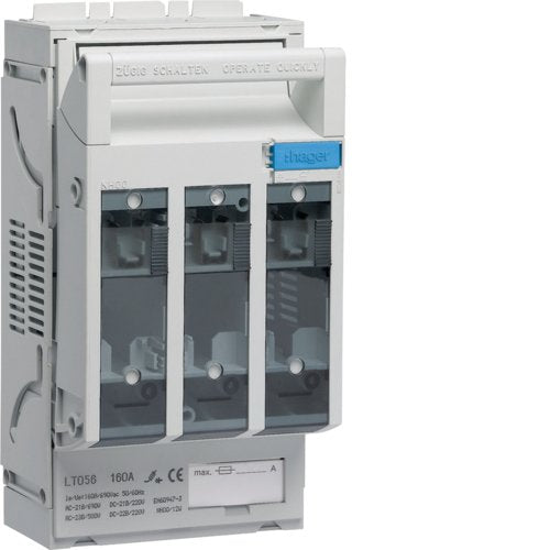 Hager Sicherungslasttrennschalter Lt056 Nh00 60mm 160a Marco Borne 95qmm