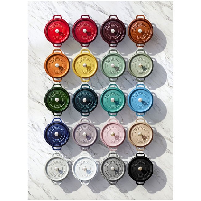 Staub Round Cocotte, 24cm Cast Iron, Cherry