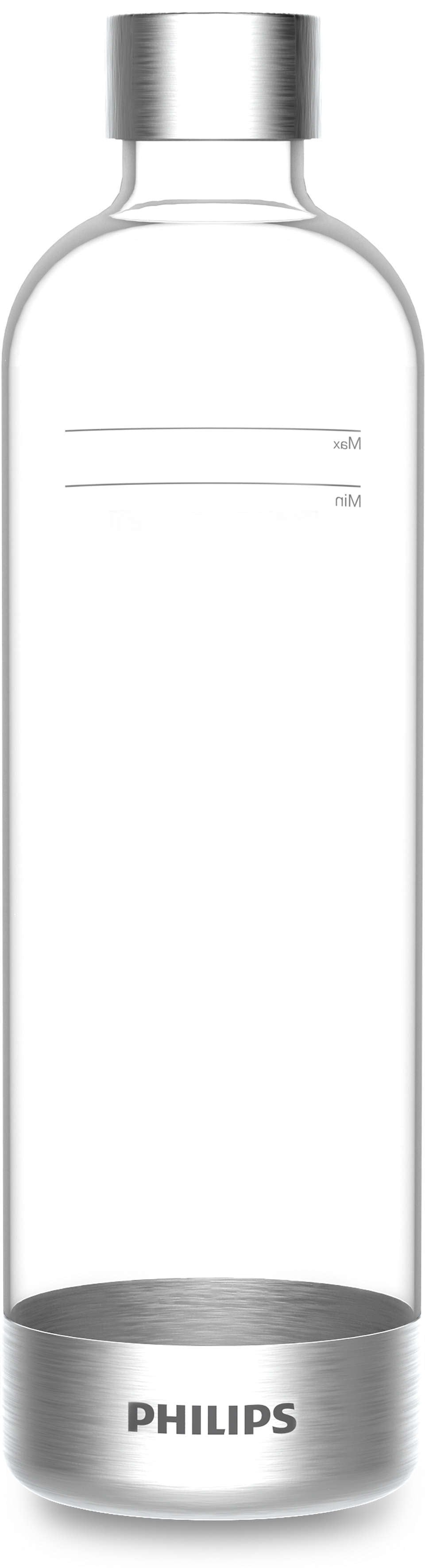 Philips Water Add912 Botella Para Sifón De Soda, Agua Con Gas, Bebidas Corbonatadas, Plástico Y Acero Inoxidable, Transparente, 1 Litro