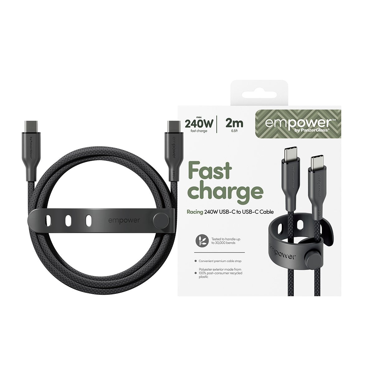 EAN 5715685027673 - PanzerGlass empower by ® Racing 240W USB-C to USB-C Cable | USB 2.0 | 2M | Space Black cable USB Negro imagen 2
