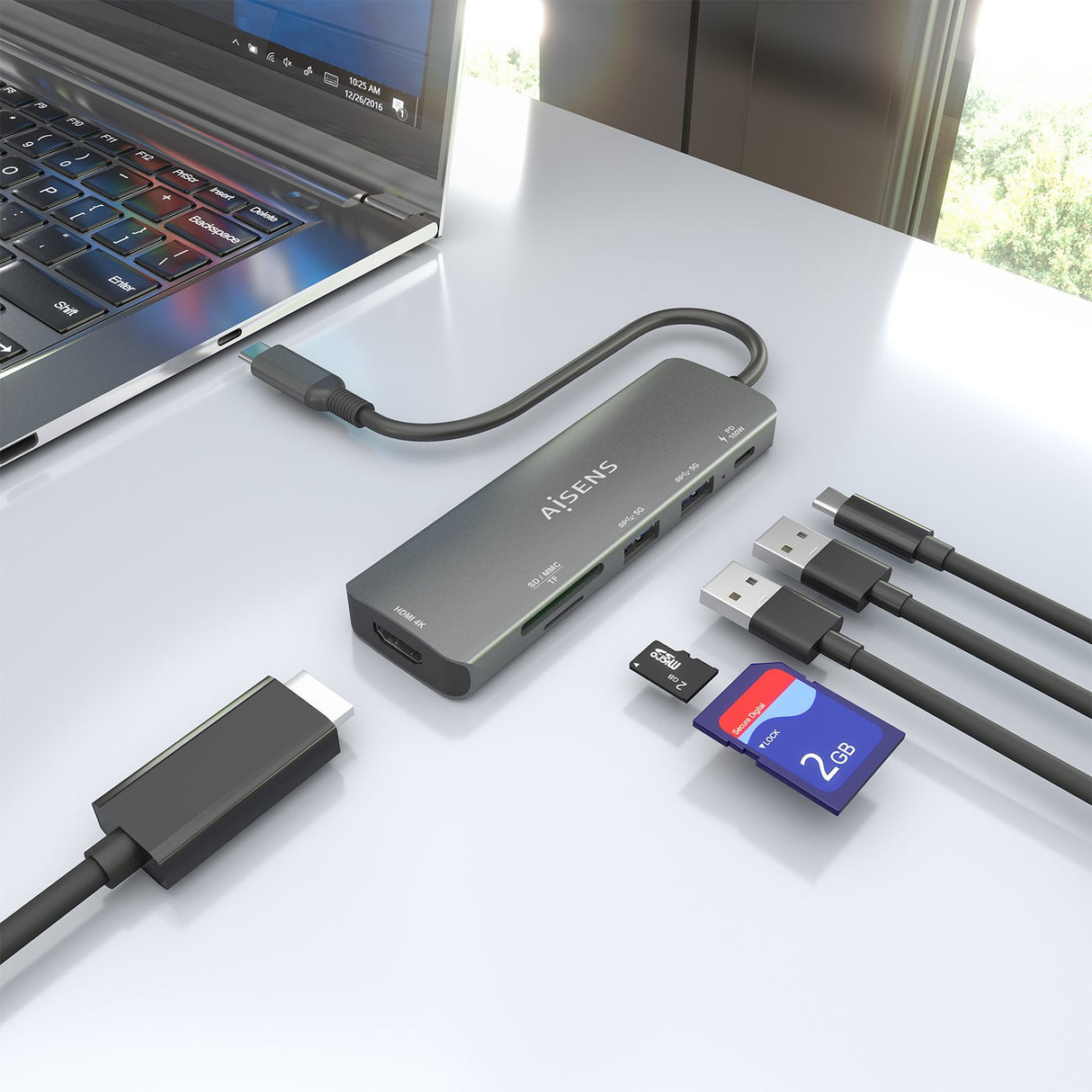 EAN 8435739903124 - AISENS ASUC-6P023-GR base para portátil y replicador de puertos Alámbrico USB 3.2 Gen 1 (3.1 Gen 1) Type- imagen 6