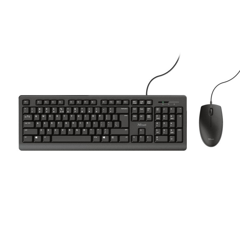 Trust Primo Teclado & Ratón Set, Con Cable, Deutsches Qwertz-Layout, Flüssigkeitsgeschützt