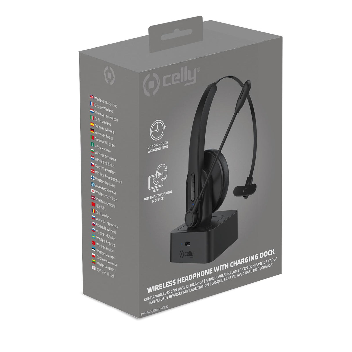 EAN 8021735198697 - Celly SWHEADSETMONO Auriculares Inalámbrico Diadema Oficina/Centro de llamadas Bluetooth Base de carga Ne imagen 3