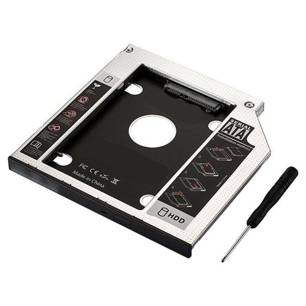 Ewent Sata Iii Ssd/Hdd Installation Frame For Cd/Dvd/Blu-Ray Drive Ewent Ew7003, Acrilonitrilo Butadieno Estireno (Abs), Aluminio, Negro, Blanco, 2.5", 129 Mm, 128 Mm, 9,5 Mm