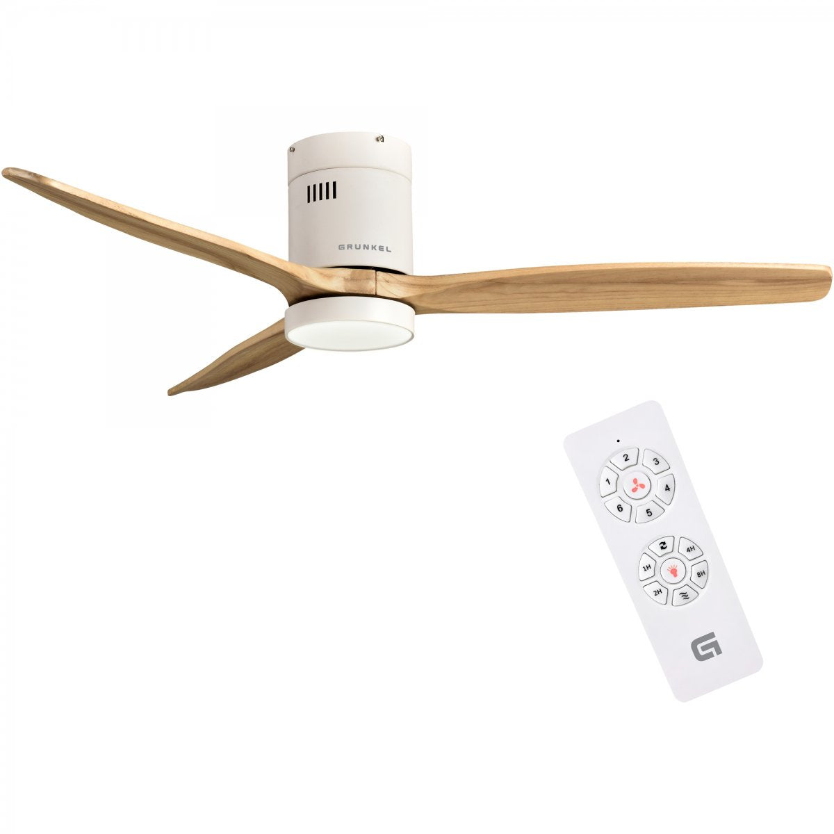 Grunkel Ventilador De Techo Con Luz 41w 6 Velocidades C/Temporizador Madera Clara