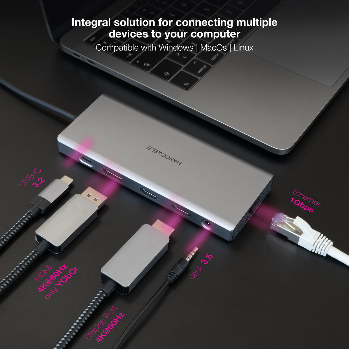 EAN 8433281015579 - Nanocable 10.16.4612 base para portátil y replicador de puertos Alámbrico USB 3.2 Gen 1 (3.1 Gen 1) Type- imagen 5