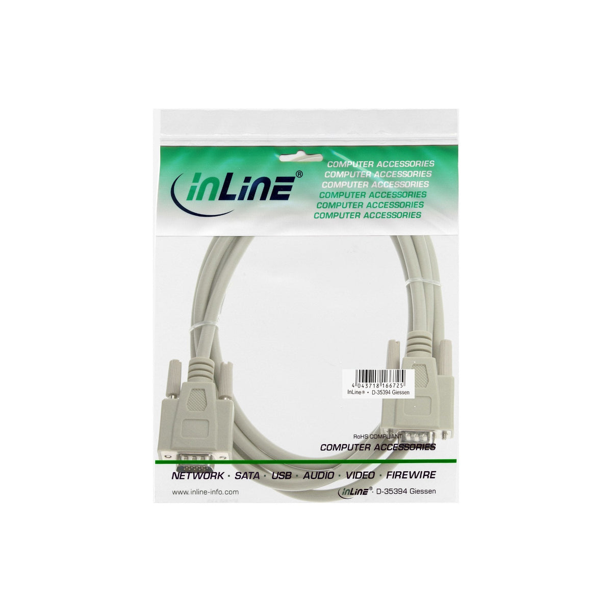 Cable Inline Vga 15 Pin Hd Macho A Macho Gris 2m