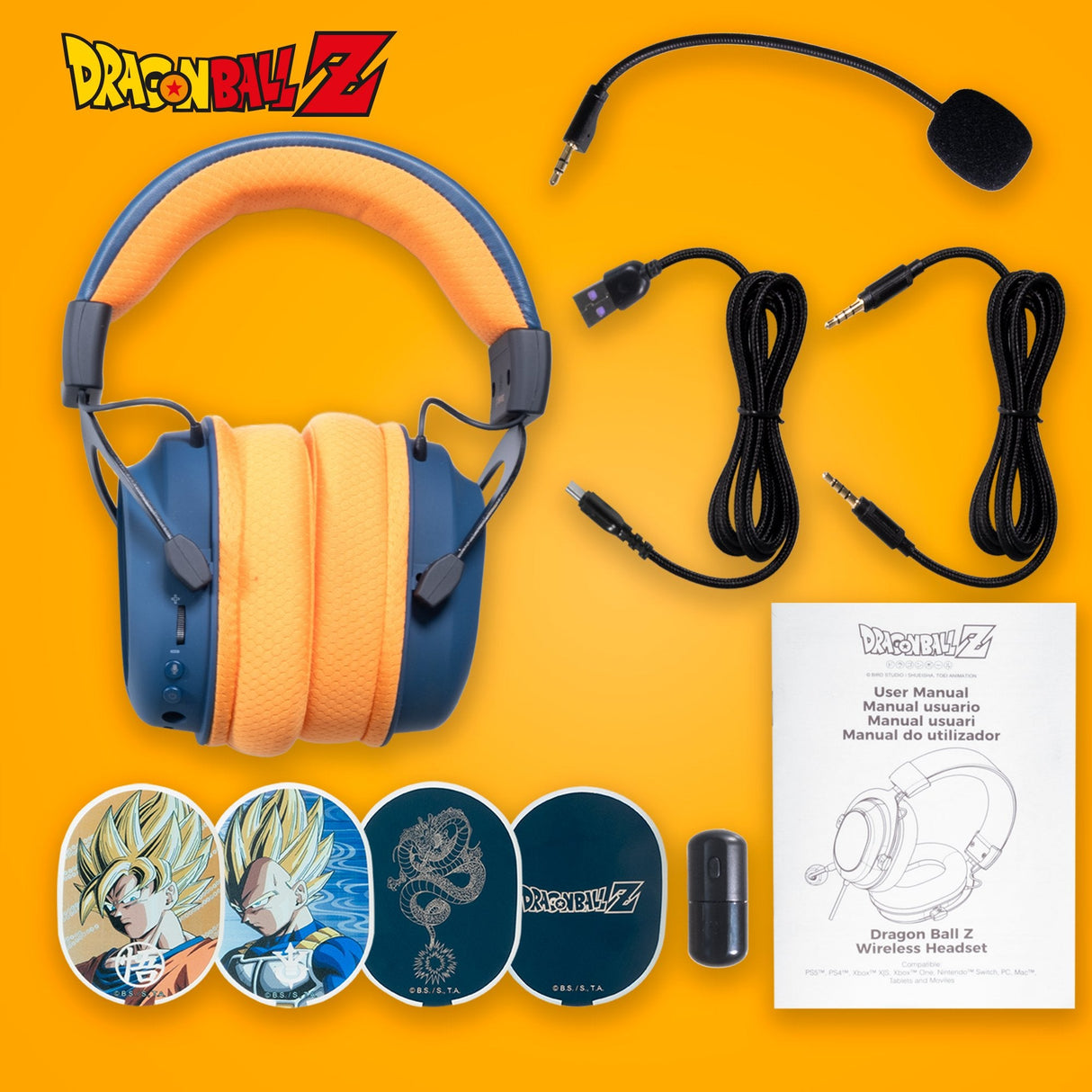 Auriculares Fr-Tec Dragon Ball Gaming Trimodo Con Microfono Integrado - Bluetooth, Usb 2.4ghz Y Jack 3.5 - Diadema