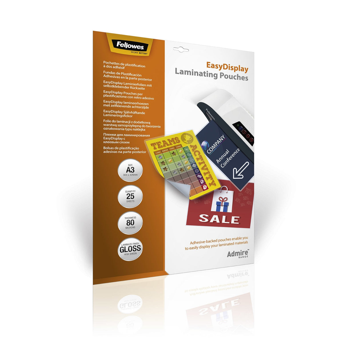 Laminator Pouch Adhesive/A3 80 25pcs 5601803 Fellowes