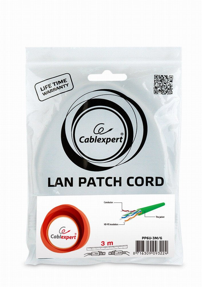 EAN 8716309093224 - Gembird PP6U-3M cable de red Verde Cat6 U/UTP (UTP) imagen 4