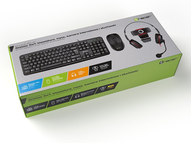 Tracer 4w1 Multi-Office Set Keyboard Mouse Pad Heapdhones