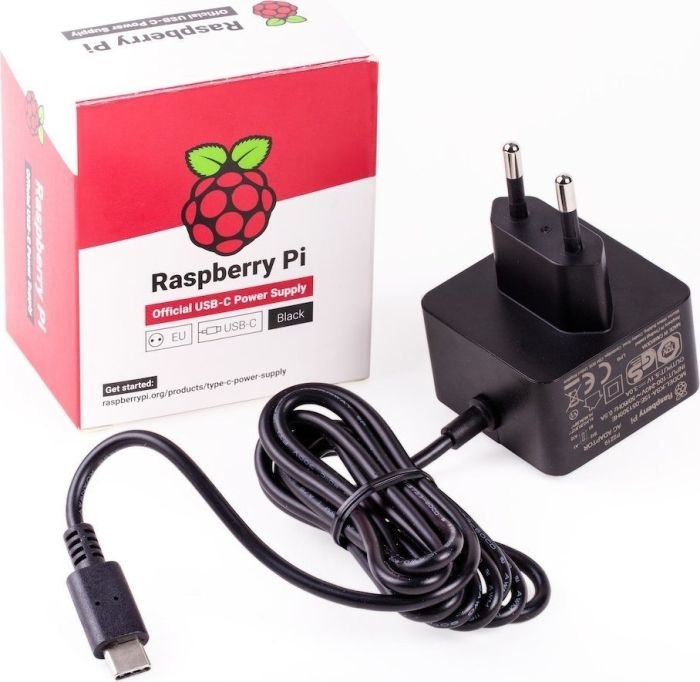Fuente De Alimentación Negra Para Raspberry Sc0217 Pi 4 Modelo B 5.1v 3a Usb Tipo-C