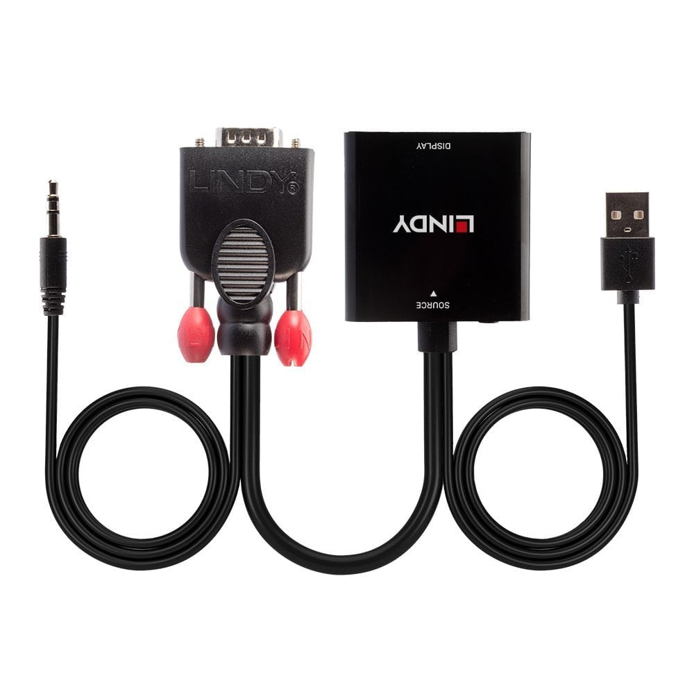 EAN 4002888382847 - Lindy 38284 adaptador de cable de vídeo VGA (D-Sub) + 3,5mm HDMI + USB Negro imagen 2