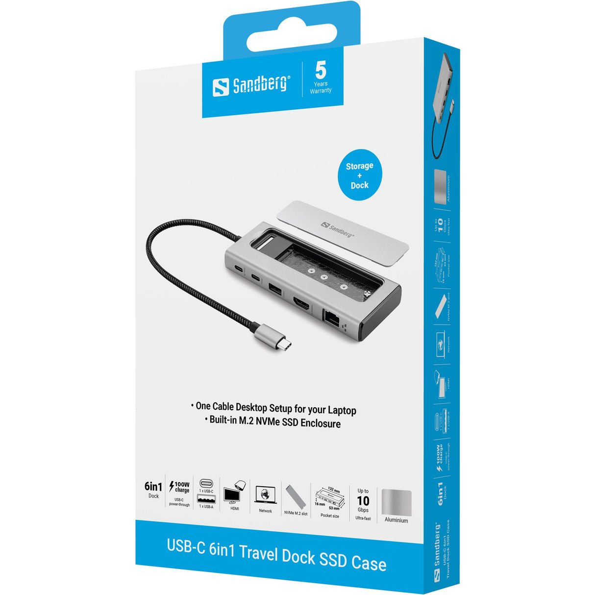 EAN 5705730136825 - Sandberg 136-82 base para portátil y replicador de puertos Alámbrico USB 3.2 Gen 2 (3.1 Gen 2) Type-C Gri imagen 4