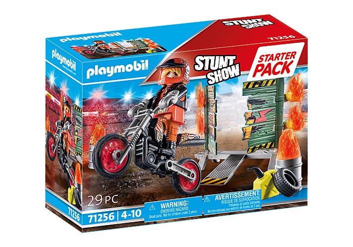 Playmobil 71256 Stuntshow Starter Pack Stuntshow Moto Con Pared De Fuego