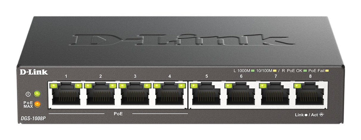 EAN 0790069344176 - D-Link DGS-1008P/E switch No administrado L2 Gigabit Ethernet (10/100/1000) Energía sobre Ethernet (PoE) imagen 1