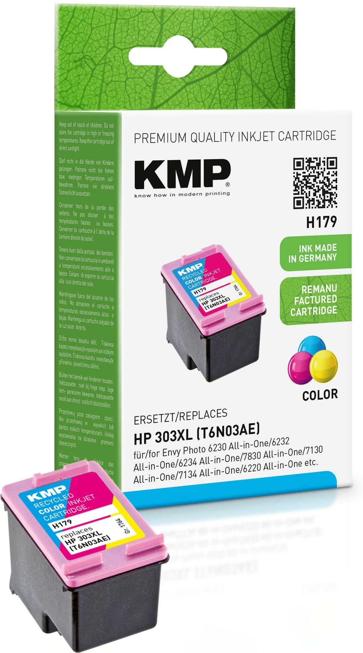 Cartucho Kmp Hp 303xl (T6n03ae) 3 Colores 415 S. H179 Recargado