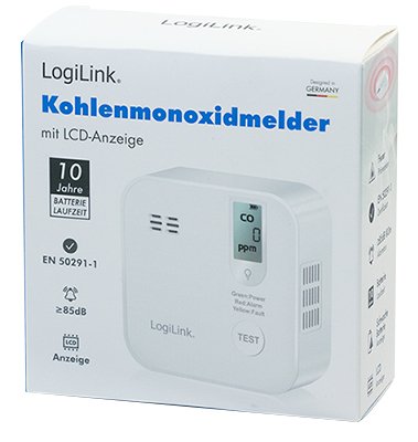 Detector De Monóxido De Carbono, >85 Db, Duración De La Pila De 10 Años, Color Blanco Logilink