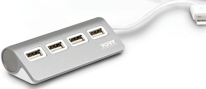 EAN 3567049001209 - Port Designs 900120 hub de interfaz USB 2.0 480 Mbit/s Gris, Blanco imagen 1