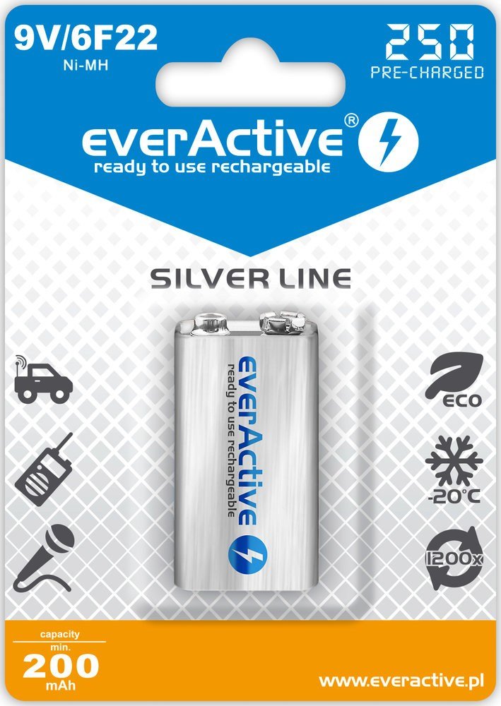 EAN 5902020523413 - Everactive EVHRL22-250 pila doméstica Batería recargable 9V Níquel-metal hidruro (NiMH) imagen 1