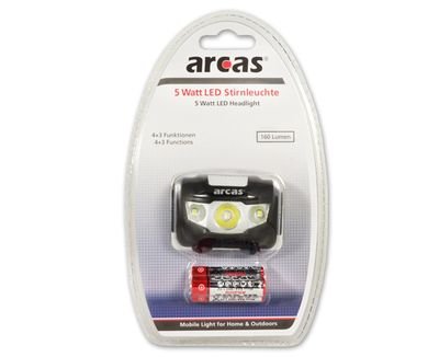 Arcas Headlight Arc5 1 Led+2 Proyector Leds, 5 W, 160 Lm, 4+3 Funciones De Luz