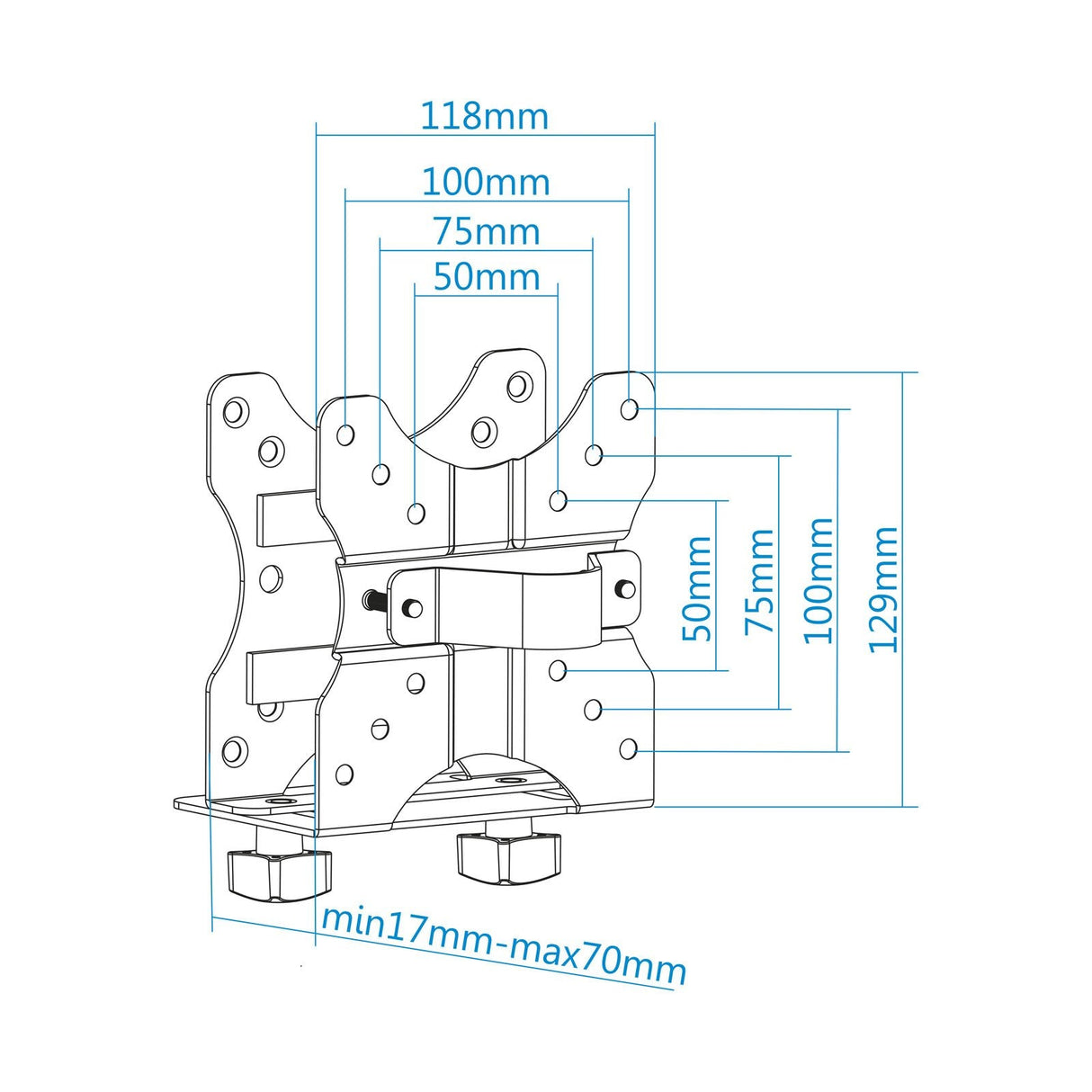 Tooq Soporte Vesa Para Mini Pc - 4 Opciones De Instalacion - Peso Max 5kg - Vesa 100x100 - Negro