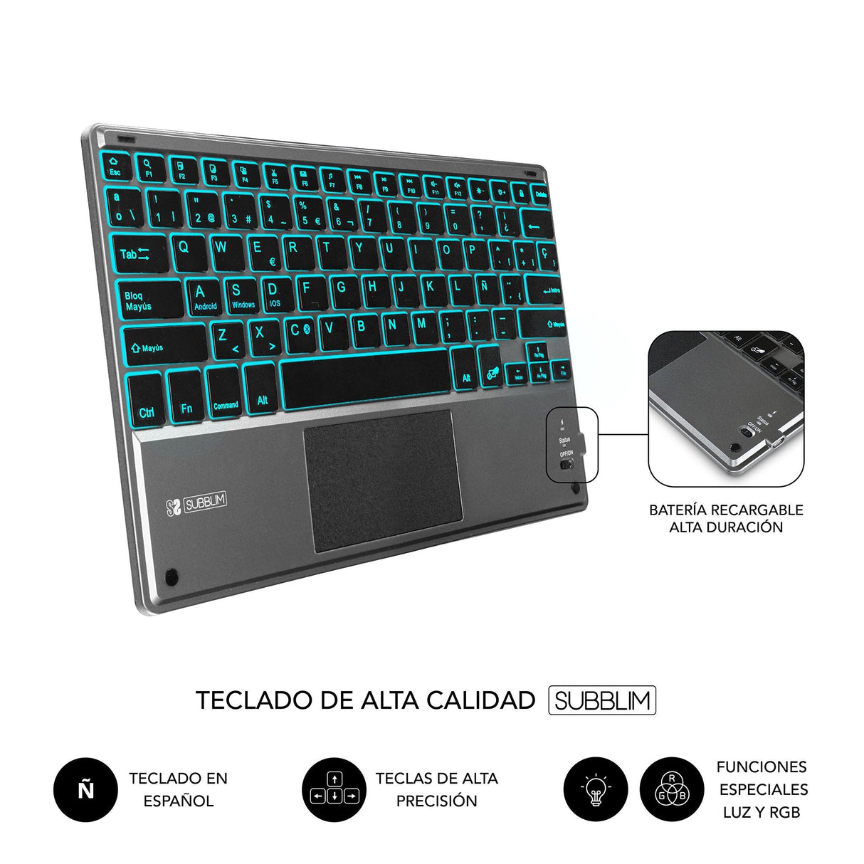 Funda Con Teclado Subblim Keytab Pro Bt Para Tablet Ipad 10.9' 10a Gen Negra