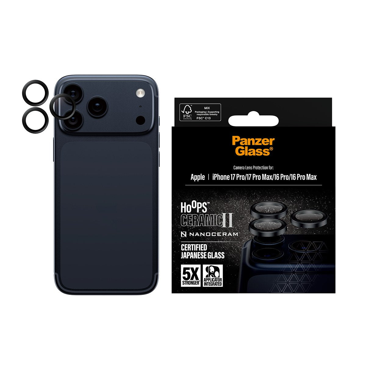 EAN 5715685027284 - PanzerGlass ® Hoops® Ceramic II Camera Lens Protector iPhone 17 Pro | iPhone 17 Pro Max | iPhone 16 Pro | imagen 2