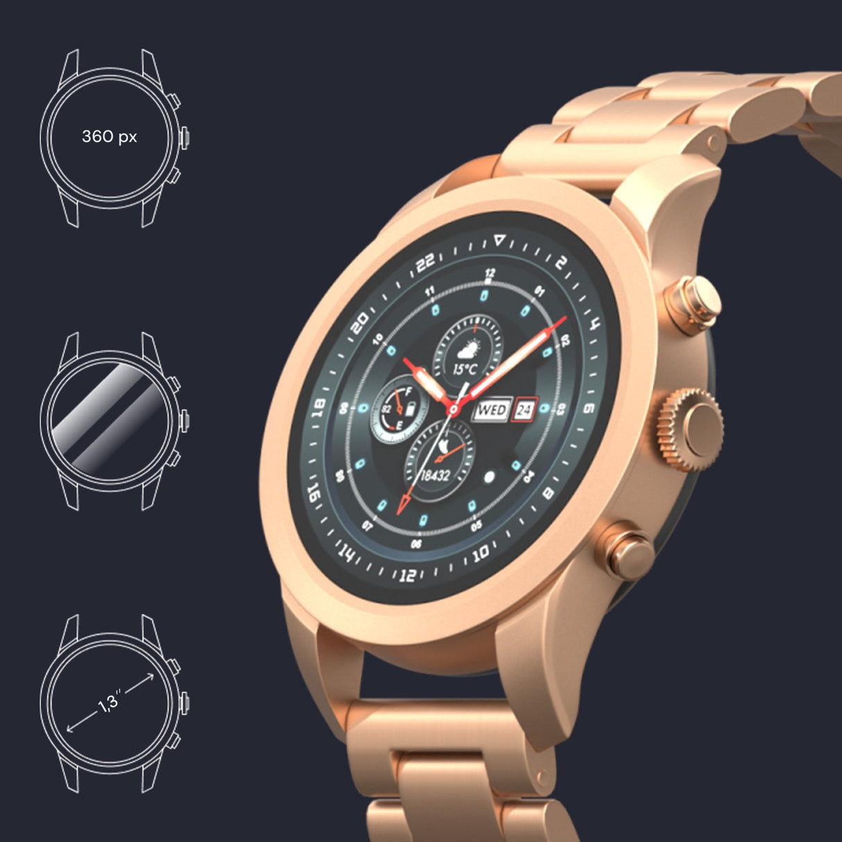 EAN 5900495072368 - Forever SW-800 Verfi 3,3 cm (1.3") IPS Digital 360 x 360 Pixeles Pantalla táctil Oro imagen 6