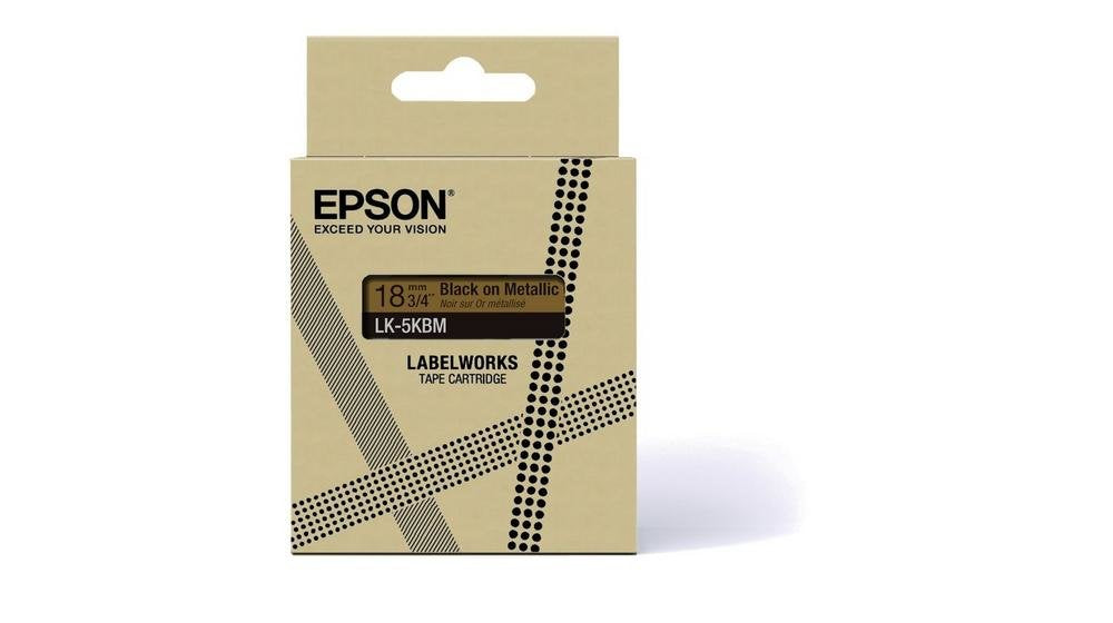 Epson Labelworks Lk-5sbm Negro Sobre Plata Metalizado Rollo (1 8 Cm X 9 M) 1 Cinta(S) Caja Para Colgar Cartucho De Cinta Para Labelworks Lw-C410 Lw-C610